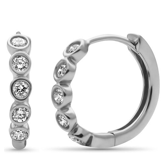 Muse Jewelry .25ct G SI 14K White Gold Diamond Bezel Set Hoop Earrings