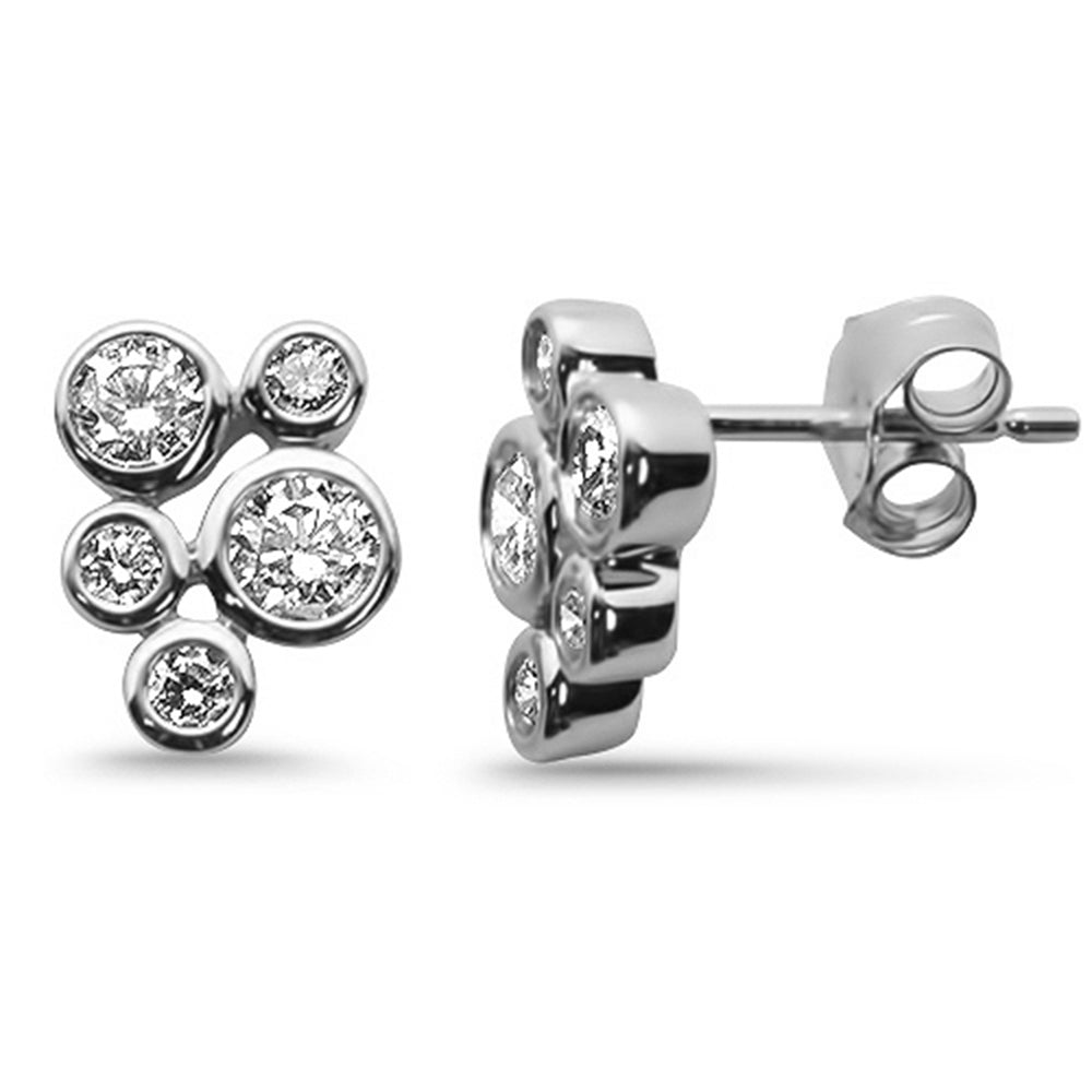 Muse Jewelry .70ct G SI 14K White Gold Diamond Bezel Set Bubble Style Earrings