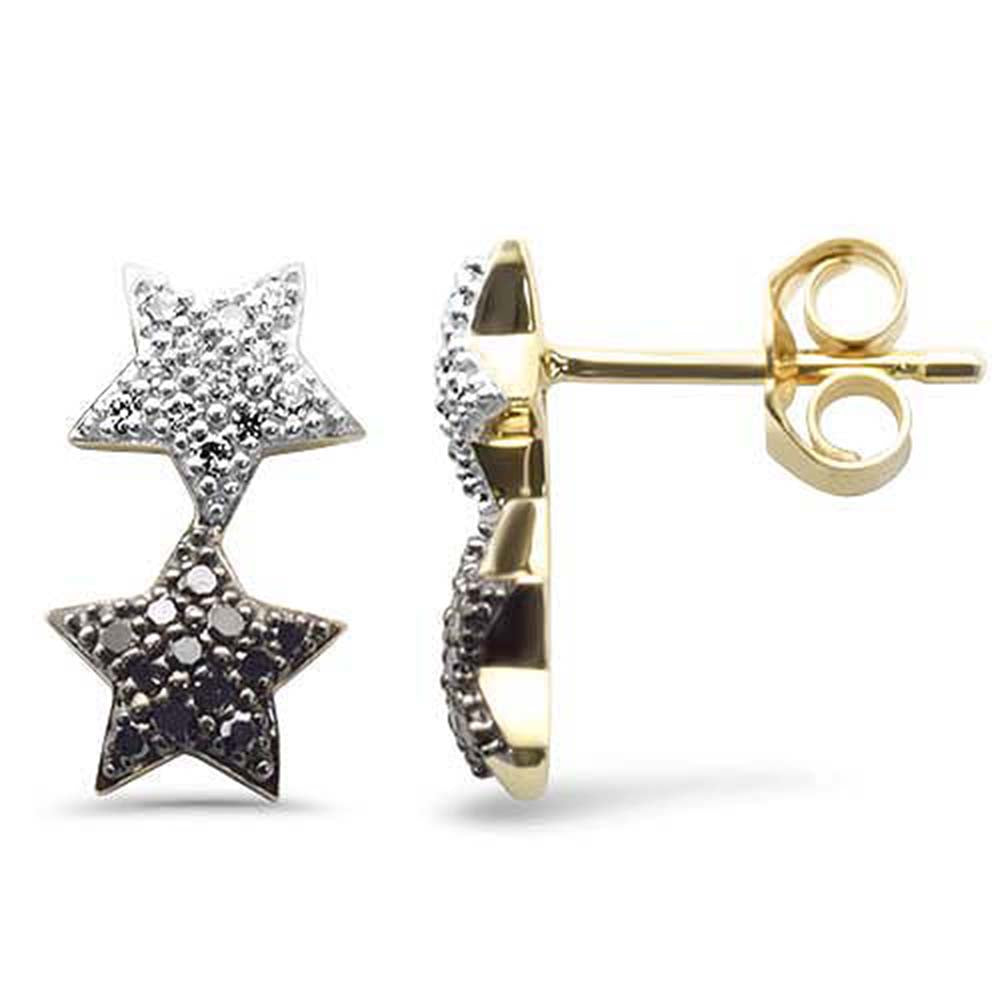 Muse Jewelry .20ct G SI 14K Yellow Gold Black & White Diamond Star Earrings