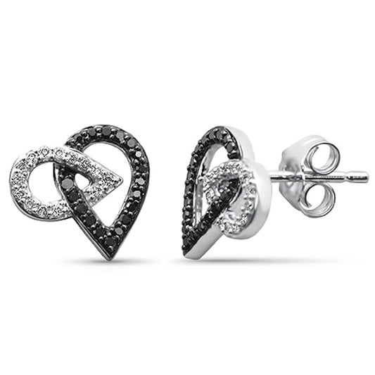 Muse Jewelry .26ct G SI 14K White Gold Double Pear Shape Black & White Diamond Earrings