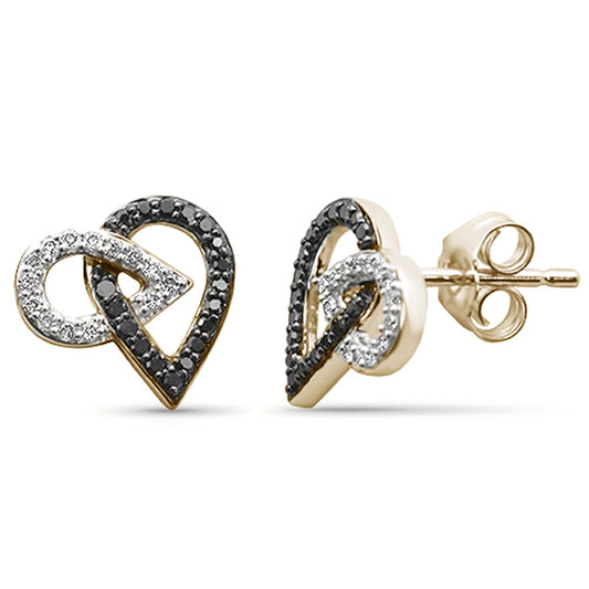 Muse Jewelry .26ct G SI 14K Yellow Gold Double Pear Shape Black & White Diamond Earrings