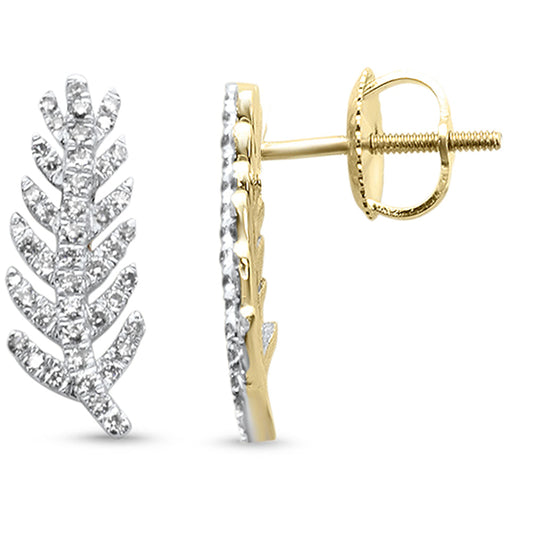 Muse Jewelry .31ct G SI 14K Yellow Gold Diamond Leaf Style Earrings Screw Backings
