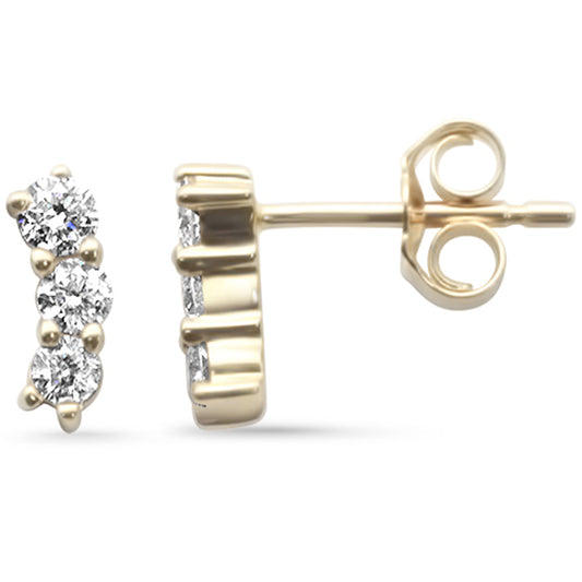 Muse Jewelry .33ct G SI 14K Yellow Gold Three Stone Diamond Petite Earrings