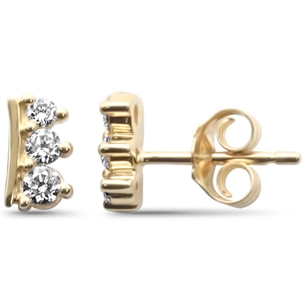 Muse Jewelry .25ct G SI 14K Yellow Gold 3-Stone Diamond Petite Earrings