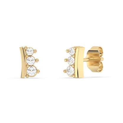 Muse Jewelry .25ct G SI 14K Yellow Gold 3-Stone Diamond Petite Earrings