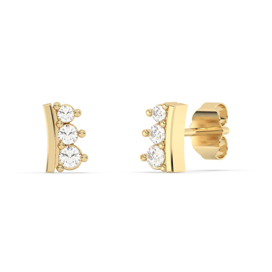 Muse Jewelry .25ct G SI 14K Yellow Gold 3-Stone Diamond Petite Earrings