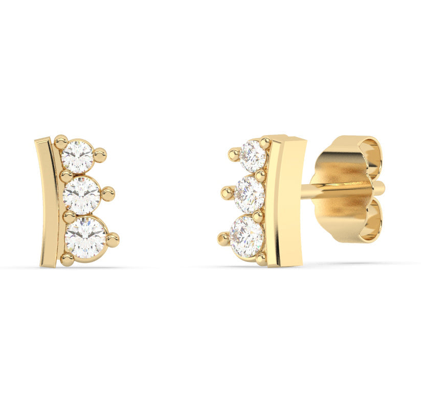 Muse Jewelry .25ct G SI 14K Yellow Gold 3-Stone Diamond Petite Earrings