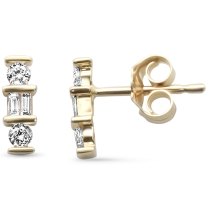 Muse Jewelry .20ct G SI 14K Yellow Gold Round & Baguette Diamond Earrings