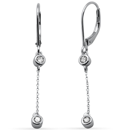 Muse Jewelry .25ct G SI 14K White Gold Diamond Drop Hoop Earrings