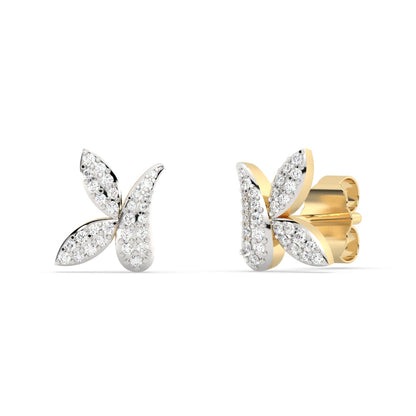 Muse Jewelry .18ct G SI 14K Yellow Gold Diamond Bunny Ears Style Earrings