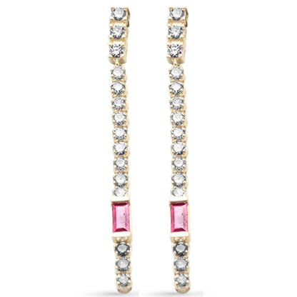 Muse Jewelry 1.43ct G SI 14K Yellow Gold Diamond & Ruby Gemstones Drop Earrings