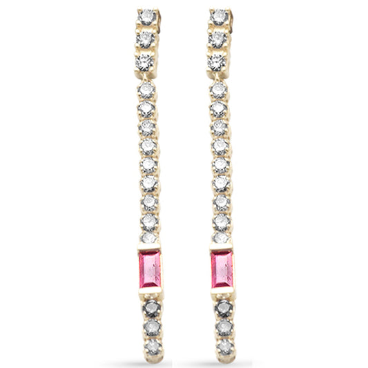 Muse Jewelry 1.43ct G SI 14K Yellow Gold Diamond & Ruby Gemstones Drop Earrings