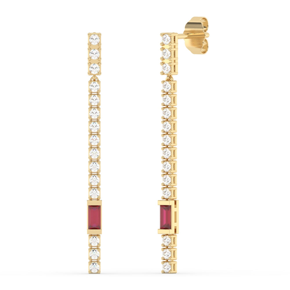 Muse Jewelry 1.43ct G SI 14K Yellow Gold Diamond & Ruby Gemstones Drop Earrings