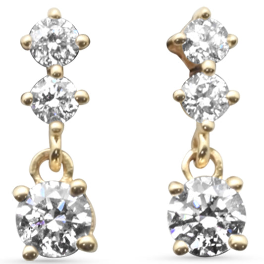 Muse Jewelry .33ct G SI 14K Yellow Gold Three Stone Diamond Petite Dangle Earrings