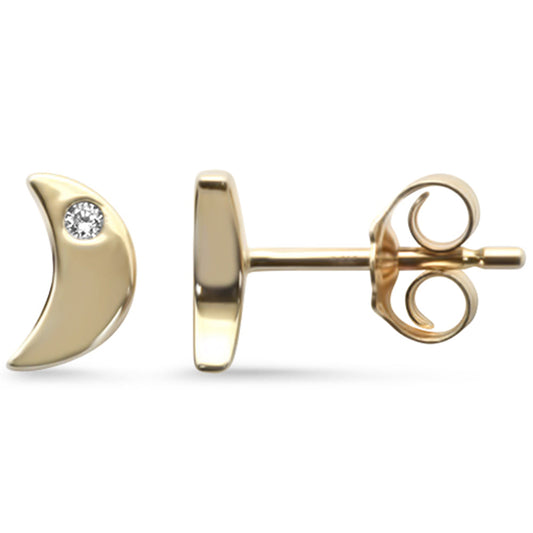 Muse Jewelry .04ct G SI 14K Yellow Gold Diamond Crescent Moon Earrings