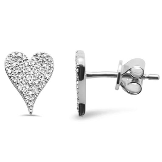 Muse Jewelry .37ct G SI 14K White Gold Diamond Heart Earrings Push Back