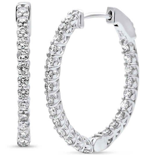 Muse Jewelry 1.38ct G SI 14K White Gold Diamond Oval Shape Hoop Earrings