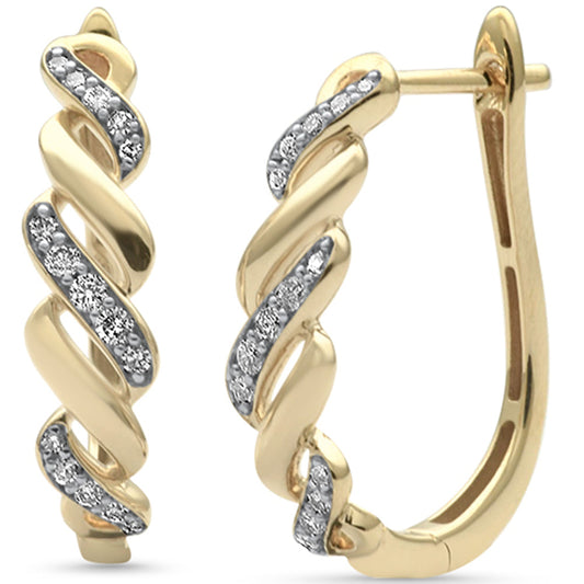 Muse Jewelry .25ct G SI 14K Yellow Gold Diamond Twisted Hoop Earrings