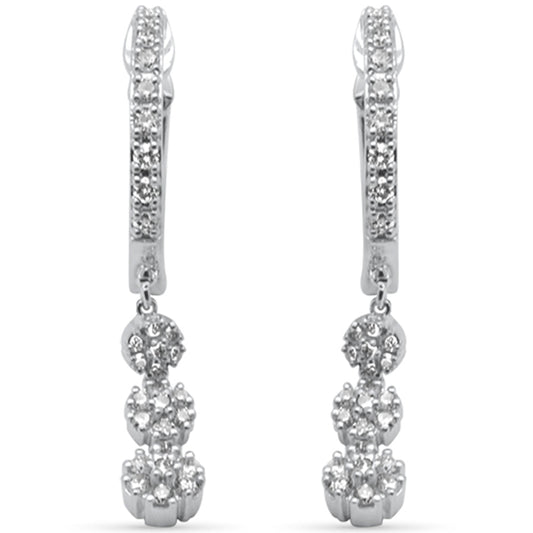 Muse Jewelry .33ct G SI 14K White Gold Diamond Hoop Dangling Earrings
