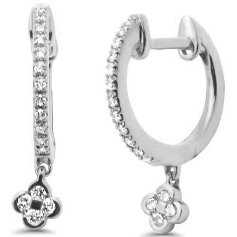 Muse Jewelry .16ct G SI 14K White Gold Diamond Dangling Hoop Earrings