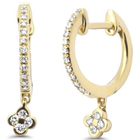 Muse Jewelry .16ct G SI 14K Yellow Gold Diamond Dangling Hoop Earrings