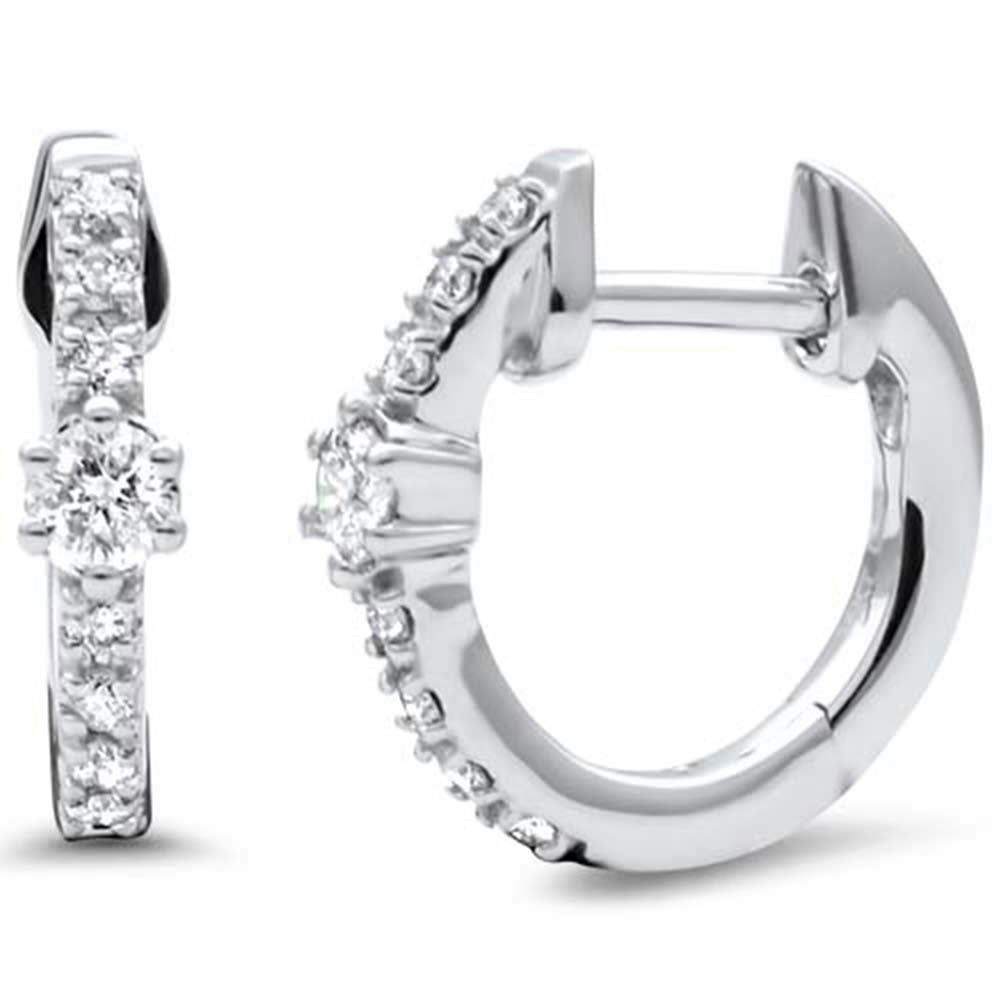 Muse Jewelry .23ct G SI 14K White Gold Diamond Petite Hoop Earrings