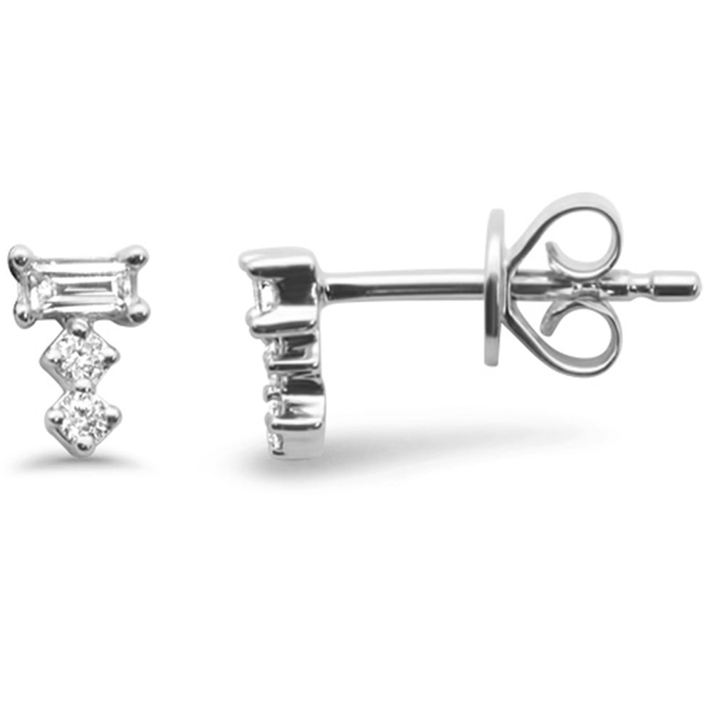 Muse Jewelry .18ct G SI 14K White Gold Round & Baguette Diamond Earrings