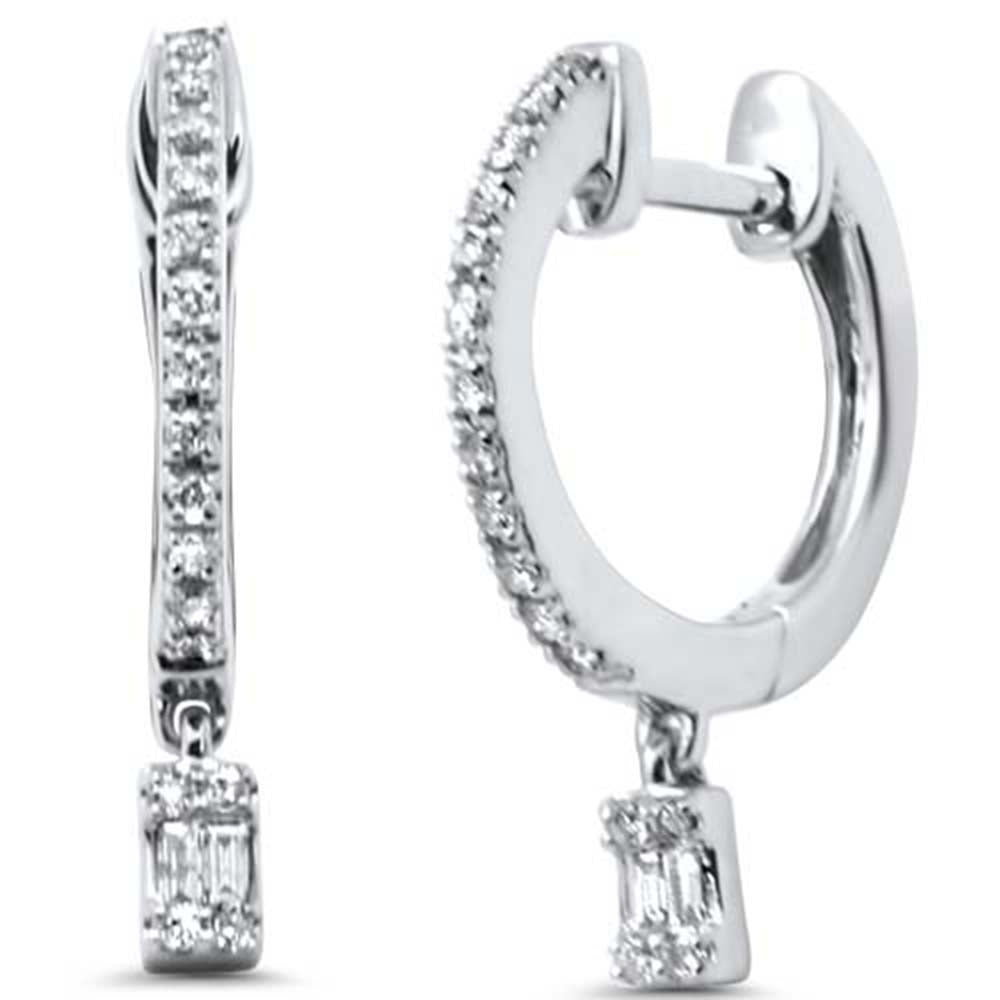 Muse Jewelry .14ct G SI 14K White Gold Diamond Dangling Hoop Earrings