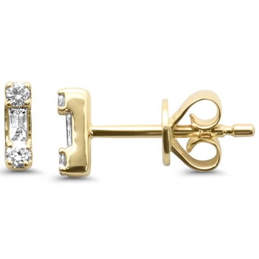 Muse Jewelry .12ct G SI 14K Yellow Gold Round & Baguette Diamond Earrings