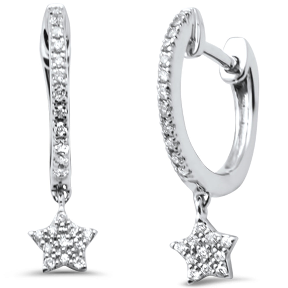 Muse Jewelry .13ct G SI 14K White Gold Diamond Dangling Hoop Earrings