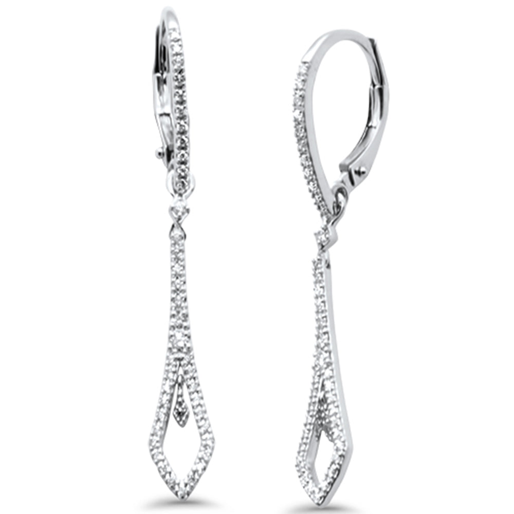 Muse Jewelry .30ct G SI 14K White Gold Diamond Dangling Hoop Earrings