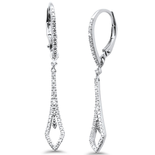 Muse Jewelry .30ct G SI 14K White Gold Diamond Dangling Hoop Earrings