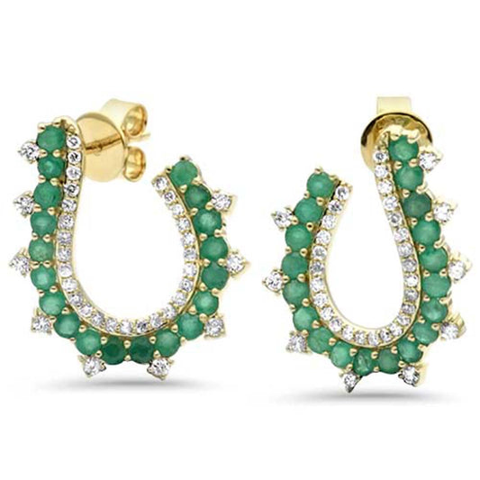 Muse Jewelry 1.86ct G SI 14K Yellow Gold Diamond & Emerald Gemstones J Earrings