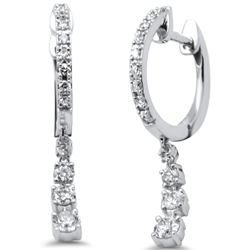 Muse Jewelry .46ct G SI 14K White Gold Diamond Dangling Hoop Earrings