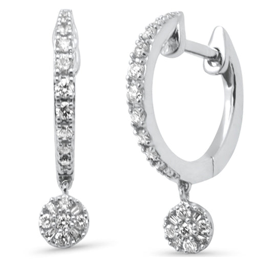 Muse Jewelry .25ct G SI 14K White Gold Diamond Dangling Hoop Earrings