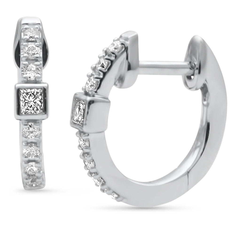 Muse Jewelry .16ct G SI 14K White Gold Diamond Petite Hoop Earrings