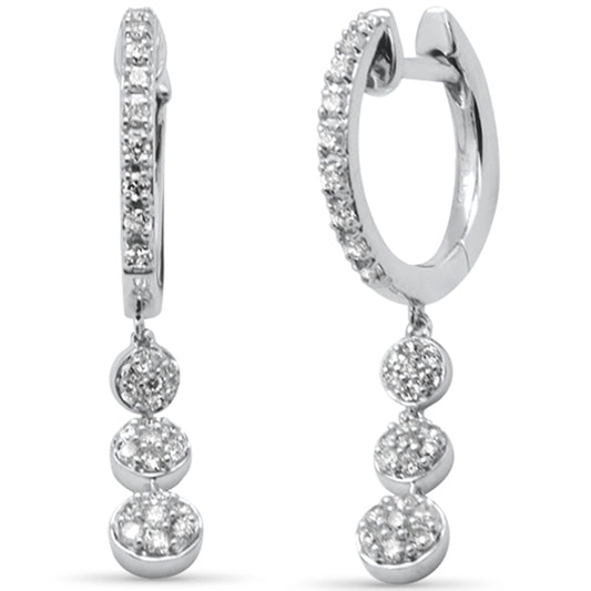 Muse Jewelry .34ct G SI 14K White Gold Diamond Dangling Hoop Earrings