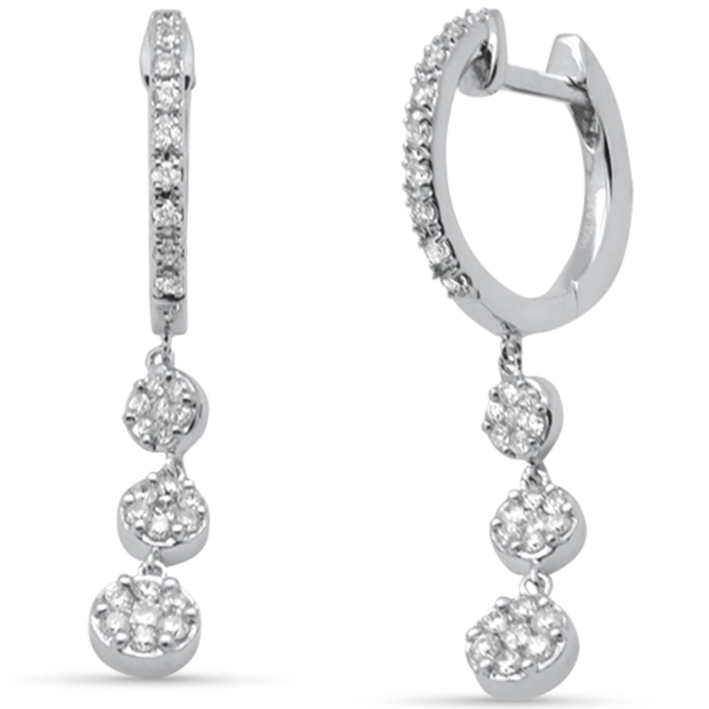 Muse Jewelry .50ct G SI 14K White Gold Diamond Dangling Hoop Earrings