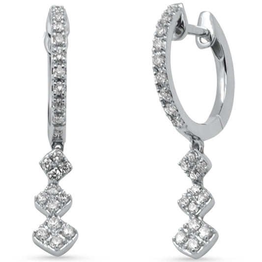 Muse Jewelry .33ct G SI 14K White Gold Diamond Dangling Hoop Earrings