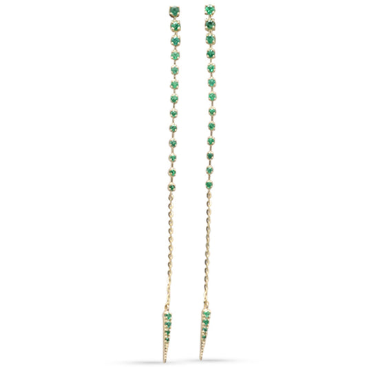 Muse Jewelry .26ct G SI 14K Yellow Gold Diamond & Emerald Gemstones Drop Earrings