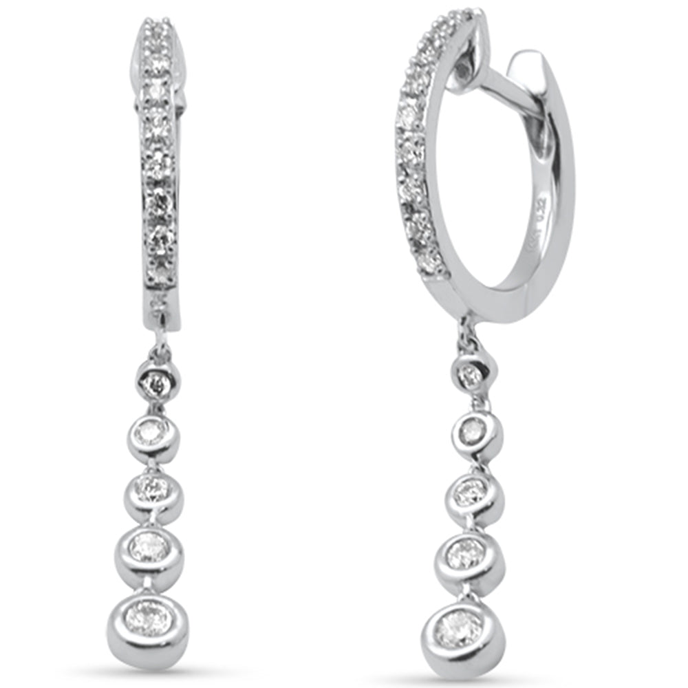 Muse Jewelry .32ct G SI 14K White Gold Diamond Dangling Hoop Earrings
