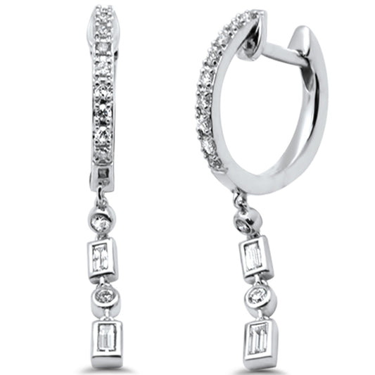 Muse Jewelry .27ct G SI 14K White Gold Diamond Dangling Hoop Earrings