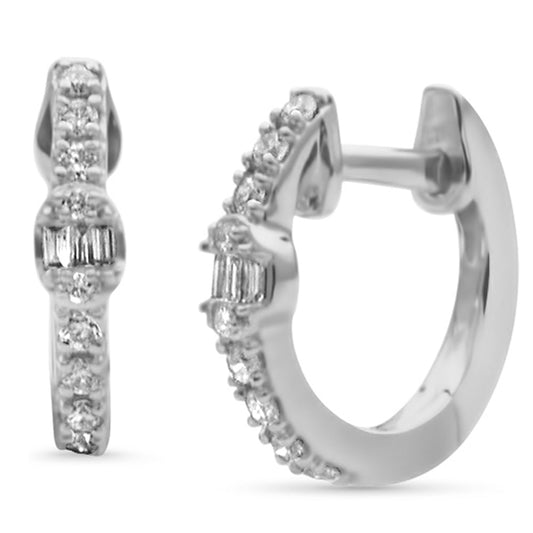 Muse Jewelry .18ct G SI 14K White Gold Diamond Petite Hoop Earrings