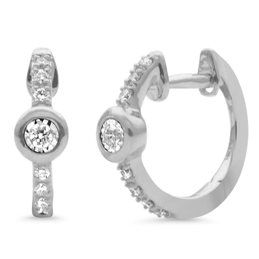 Muse Jewelry .14ct G SI 14K White Gold Diamond Petite Hoop Earrings