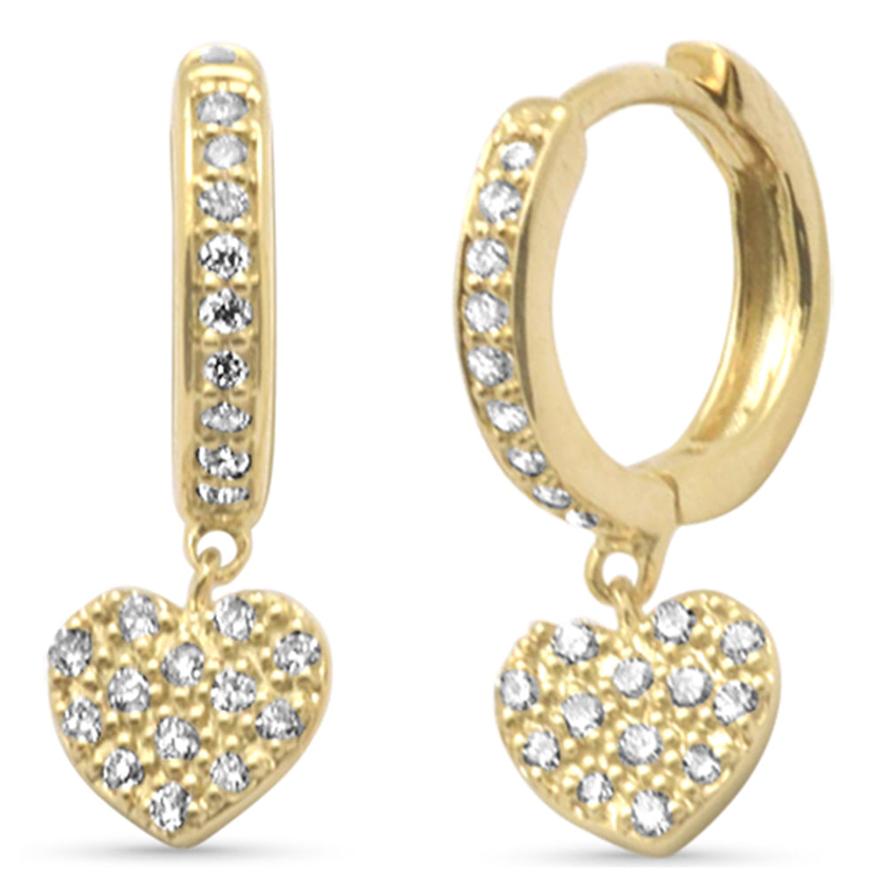 Muse Jewelry .16ct G SI 14K Yellow Gold Diamond Heart Dangling Hoop Earrings