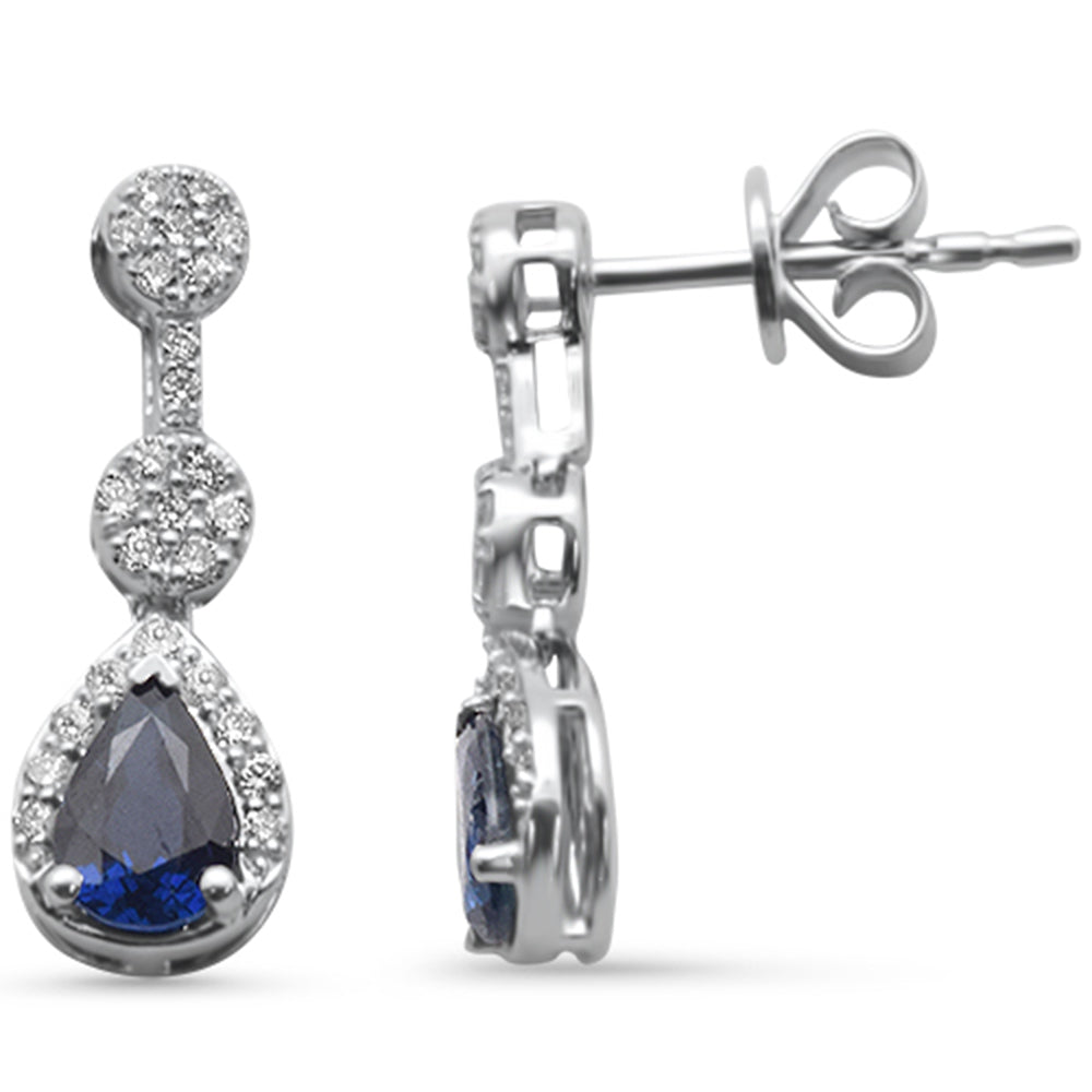 Muse Jewelry 1.31ct G SI 14K White Gold Diamond & Blue Sapphire Gemstones Earrings