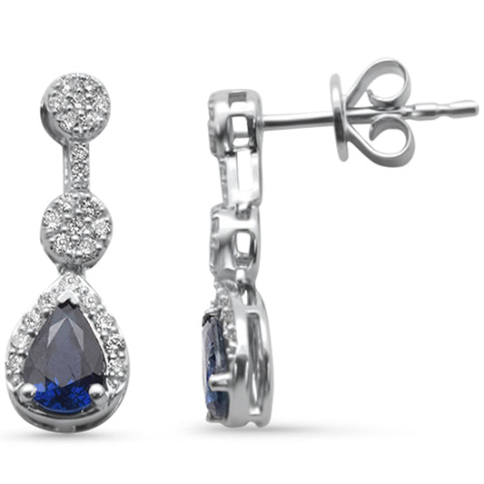 Muse Jewelry 1.31ct G SI 14K White Gold Diamond & Blue Sapphire Gemstones Earrings