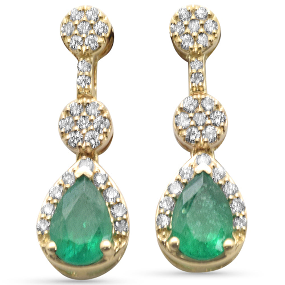 Muse Jewelry 1.14ct G SI 14K Yellow Gold Diamond & Emerald Gemstones Earrings
