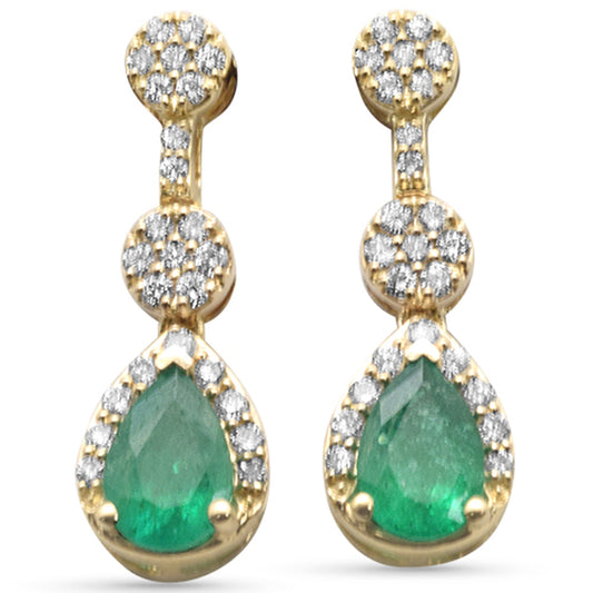Muse Jewelry 1.14ct G SI 14K Yellow Gold Diamond & Emerald Gemstones Earrings