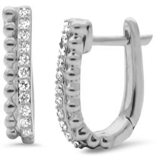 Muse Jewelry .15ct G SI 14K White Gold Diamond Beaded Hoop Earrings